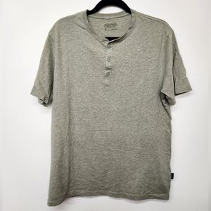 Patagonia Henley Short Sleeve TShirt Mens Medium Button Front Light Green Casual
